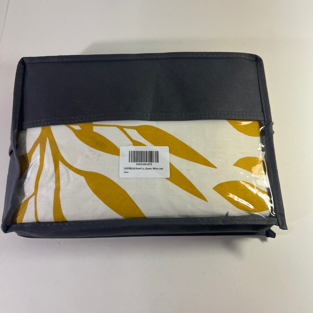 Sleepbella Duvet Cover Queen White Leaf Pattern NIP Reversible Design‎